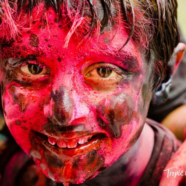 Young boy celebrating the Holi Festival in Jaipur