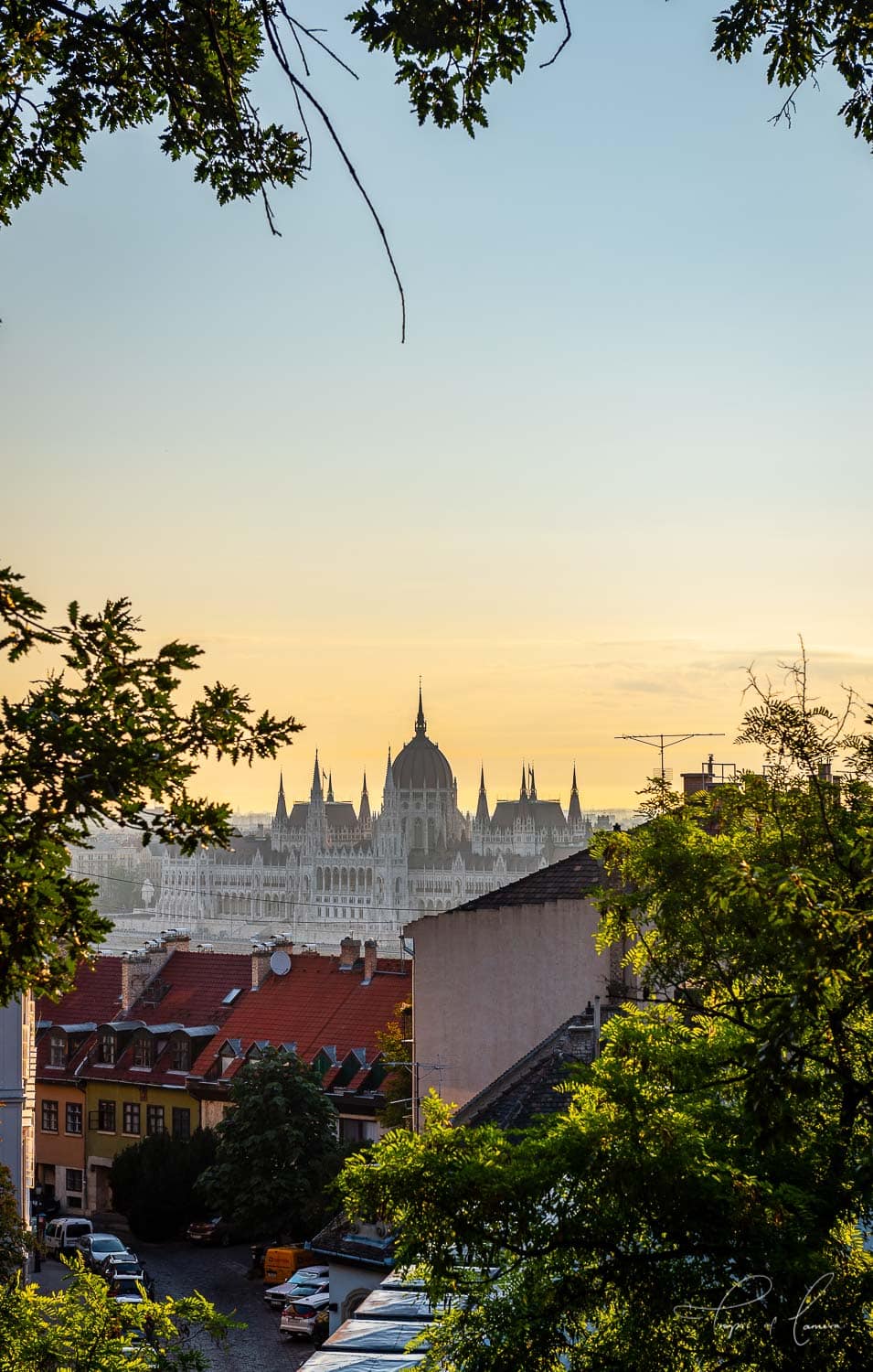 Sunrise over the Hungarian parliament building, Budapest
